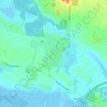 Putlosの地形図、標高、地勢