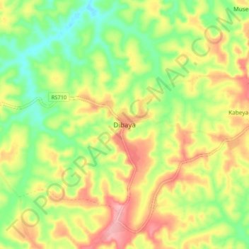 Dibayaの地形図、標高、地勢