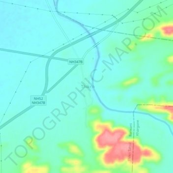Thikriの地形図、標高、地勢
