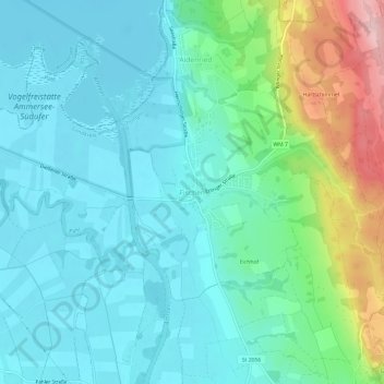 Fischenの地形図、標高、地勢