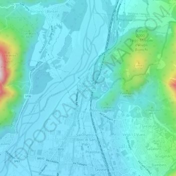 Ospedalettoの地形図、標高、地勢