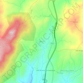 Mezioの地形図、標高、地勢