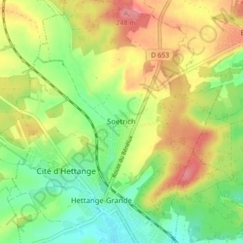 Soetrichの地形図、標高、地勢