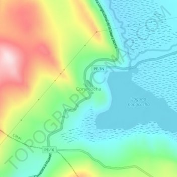 Conocochaの地形図、標高、地勢