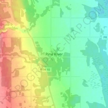 Pine Riverの地形図、標高、地勢