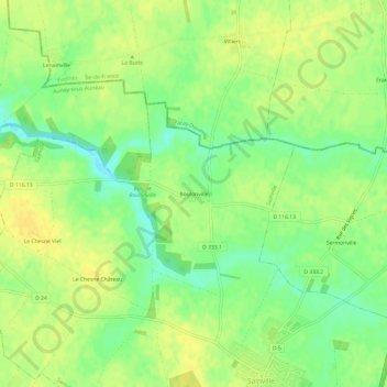 Boulonvilleの地形図、標高、地勢