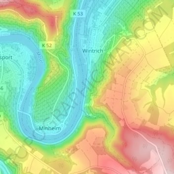 Geierslayの地形図、標高、地勢