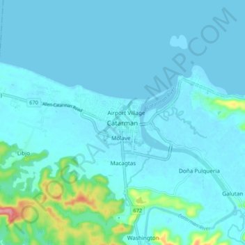 Catarmanの地形図、標高、地勢