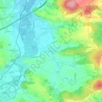 Landfriedstettenの地形図、標高、地勢