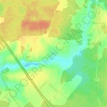 Echouの地形図、標高、地勢