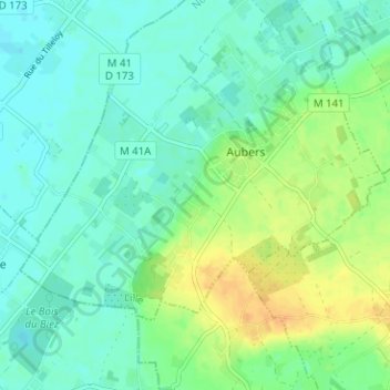 Le Bas Pommereauの地形図、標高、地勢