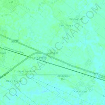 Laxmipurの地形図、標高、地勢