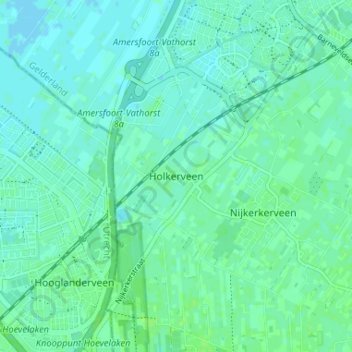 Holkerveenの地形図、標高、地勢