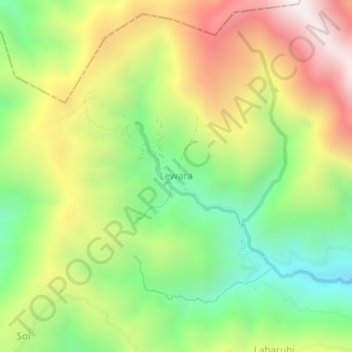 Lewaraの地形図、標高、地勢