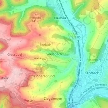 Seelabachの地形図、標高、地勢