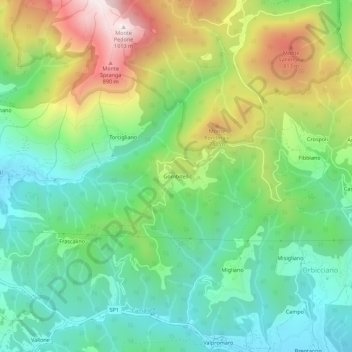 Gombitelliの地形図、標高、地勢
