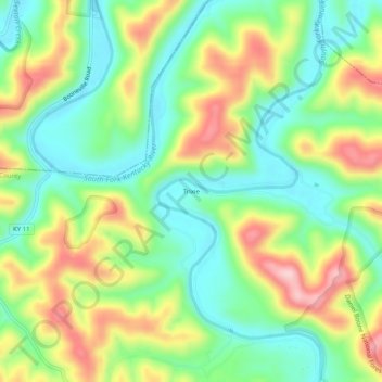 Trixieの地形図、標高、地勢
