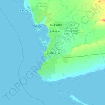 Punto Fijoの地形図、標高、地勢