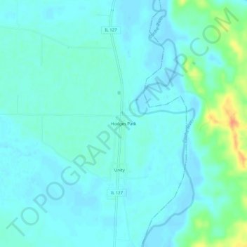 Hodges Parkの地形図、標高、地勢