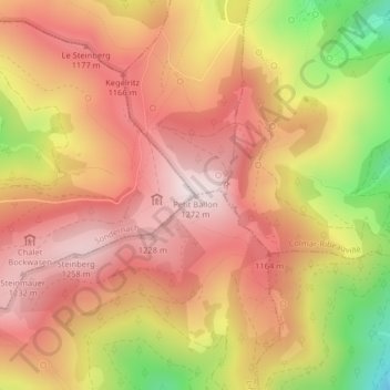Petit Ballonの地形図、標高、地勢