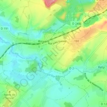 Fond Lorraineの地形図、標高、地勢
