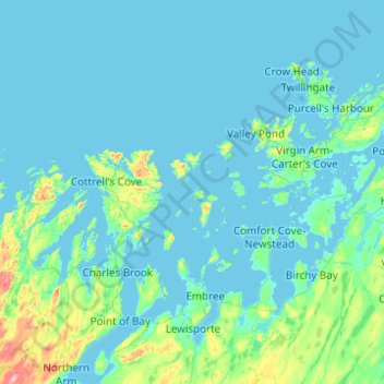 Swan Islandsの地形図、標高、地勢