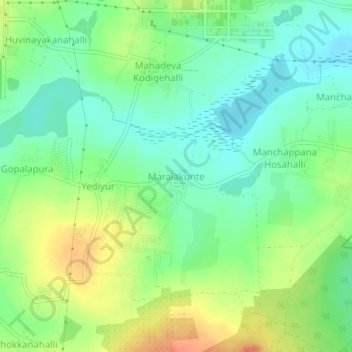 Maralakunteの地形図、標高、地勢