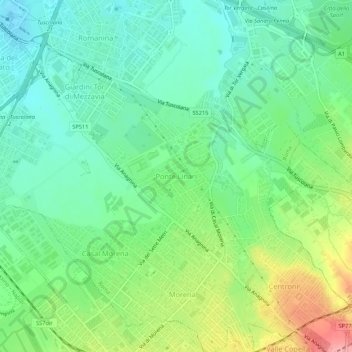 Ponte Linariの地形図、標高、地勢