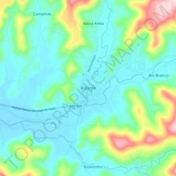 Rolanteの地形図、標高、地勢
