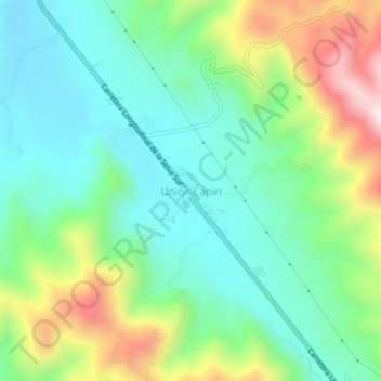 Union Capiriの地形図、標高、地勢