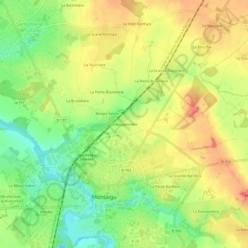 La Bougonnièreの地形図、標高、地勢