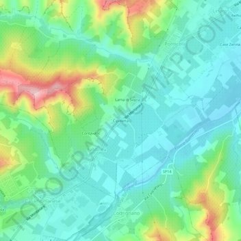Cipolettaの地形図、標高、地勢