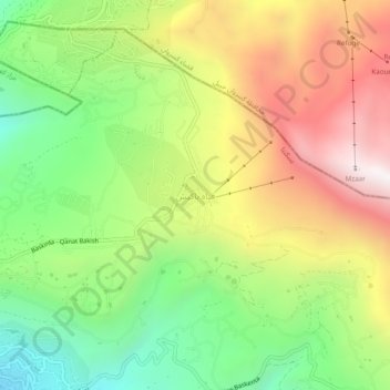 Qanat Bakishの地形図、標高、地勢