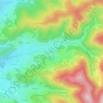 L'Anclosの地形図、標高、地勢