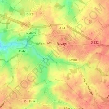 Louvigniesの地形図、標高、地勢