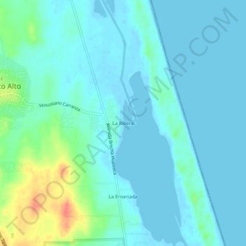 La Riberaの地形図、標高、地勢