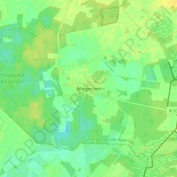 Wiegersenの地形図、標高、地勢