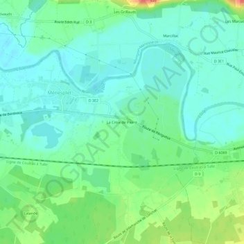 La Croix de Pierreの地形図、標高、地勢