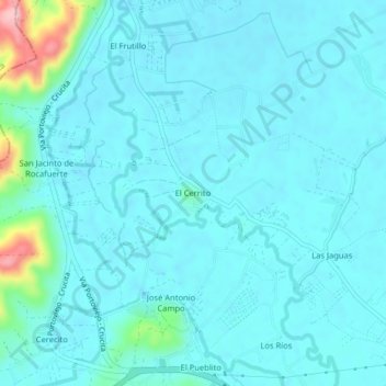 El Cerritoの地形図、標高、地勢