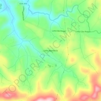 Linha Aparecidaの地形図、標高、地勢