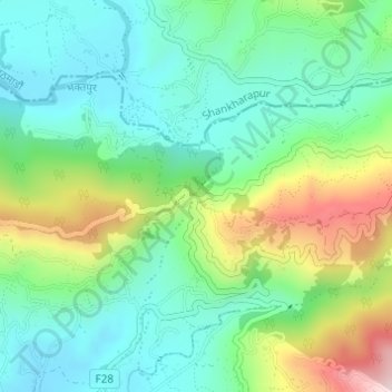 Telkotの地形図、標高、地勢