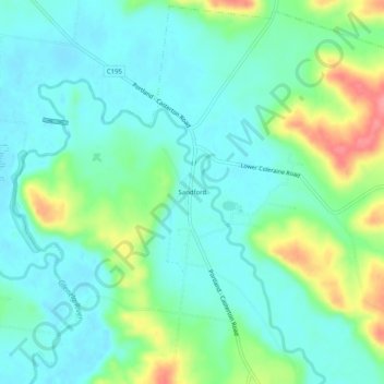 Sandfordの地形図、標高、地勢
