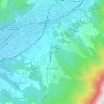 Les Dieyesの地形図、標高、地勢