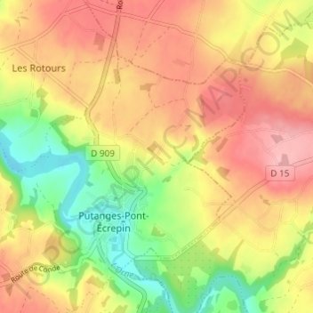 Le Buissonの地形図、標高、地勢