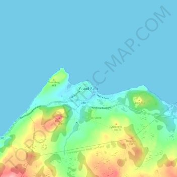 Grand Bankの地形図、標高、地勢