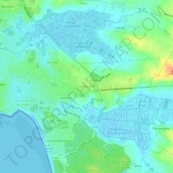 Les Moulinsの地形図、標高、地勢
