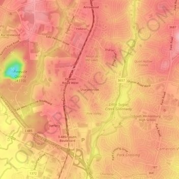 Sharonbrookの地形図、標高、地勢