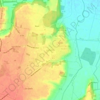 La Ruetteの地形図、標高、地勢
