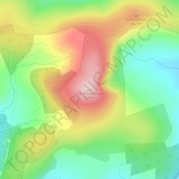 Foel Cwmcerwynの地形図、標高、地勢