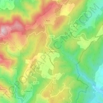 La Chaberterieの地形図、標高、地勢